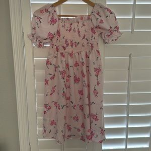Girls light pink and flowers spring dress